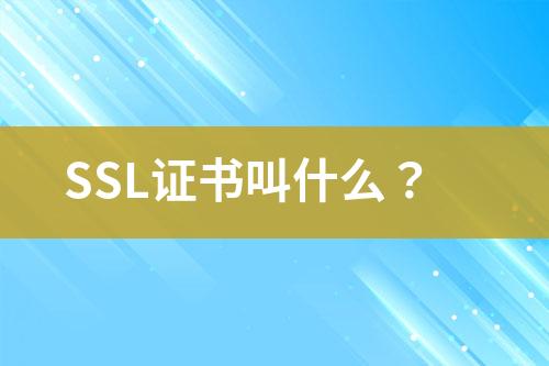 SSL證書叫什么？