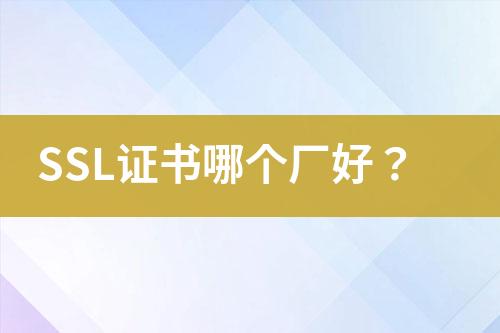 SSL證書哪個廠好？