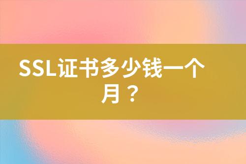 SSL證書多少錢一個(gè)月？