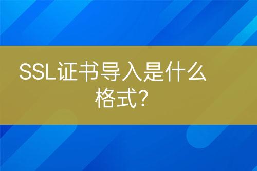 SSL證書導(dǎo)入是什么格式？