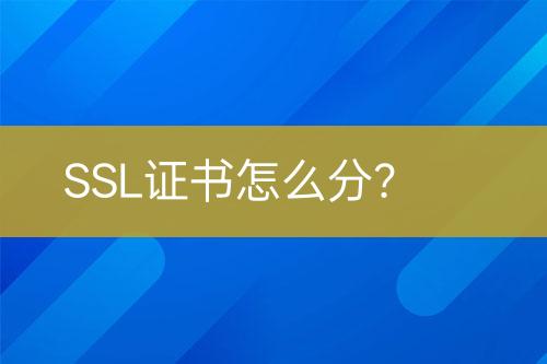 SSL證書怎么分？