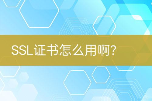 SSL證書怎么用??？