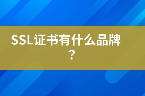 SSL證書有什么品牌？