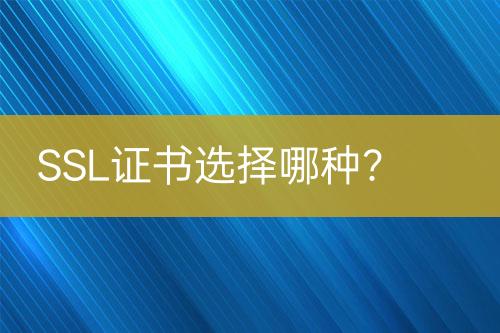 SSL證書選擇哪種？