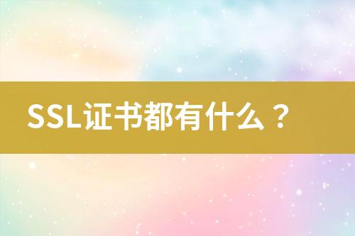 SSL證書(shū)都有什么？