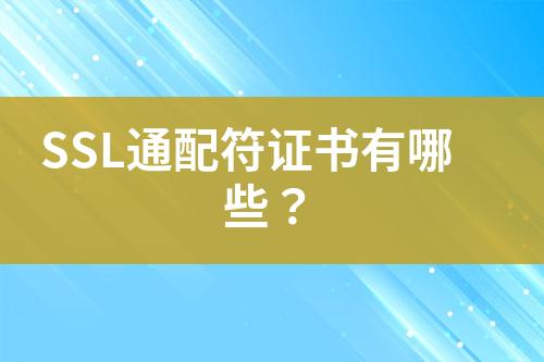 SSL通配符證書有哪些？