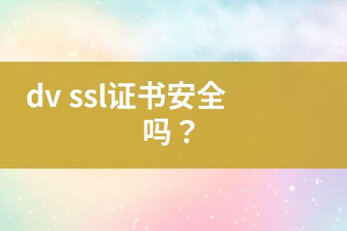 dv ssl證書(shū)安全嗎？