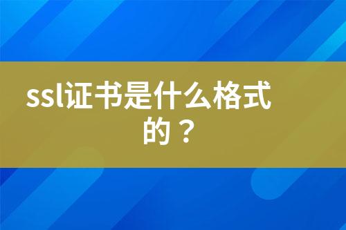 ssl證書是什么格式的？