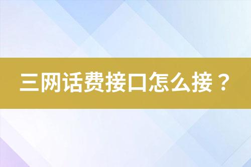 三網(wǎng)話費(fèi)接口怎么接？