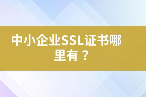 中小企業(yè)SSL證書哪里有？