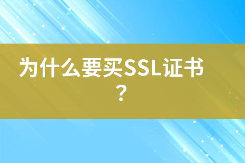 為什么要買(mǎi)SSL證書(shū)？