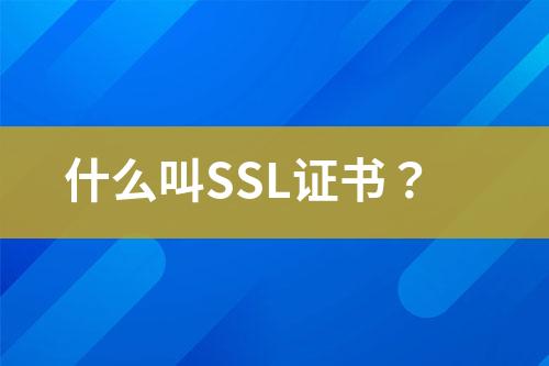 什么叫SSL證書？