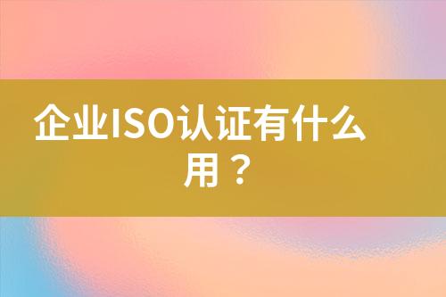 企業(yè)ISO認(rèn)證有什么用？