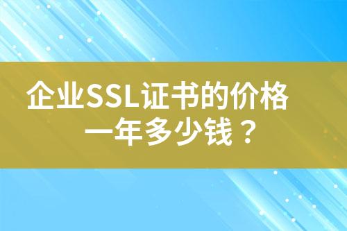 企業(yè)SSL證書的價(jià)格一年多少錢？