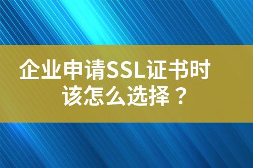 企業(yè)申請SSL證書時該怎么選擇？