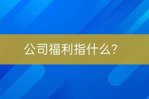 公司福利指什么？