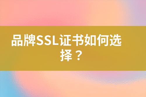 品牌SSL證書如何選擇？