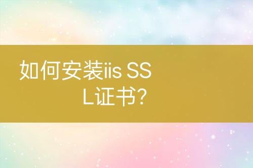 如何安裝iis SSL證書？