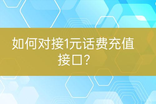 如何對接1元話費(fèi)充值接口？