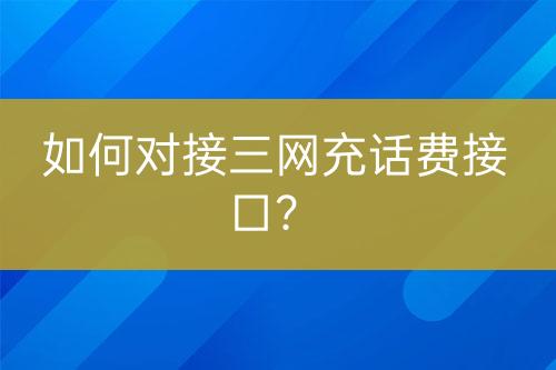 如何對接三網充話費接口？