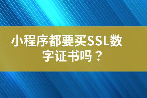 小程序都要買SSL數(shù)字證書嗎？