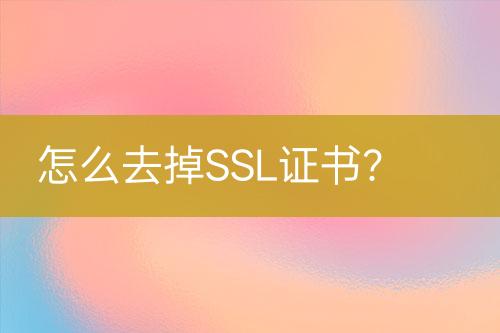 怎么去掉SSL證書？