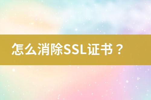 怎么消除SSL證書？