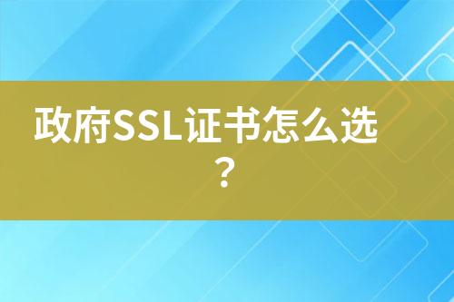 政府SSL證書怎么選？