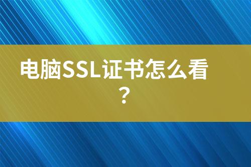 電腦SSL證書怎么看？