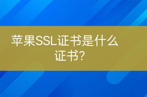 蘋(píng)果SSL證書(shū)是什么證書(shū)？